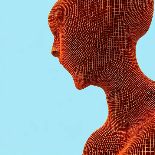 Prompt: digital art of a woman being held together by threads, 3d render, intricate detail, contemporary art