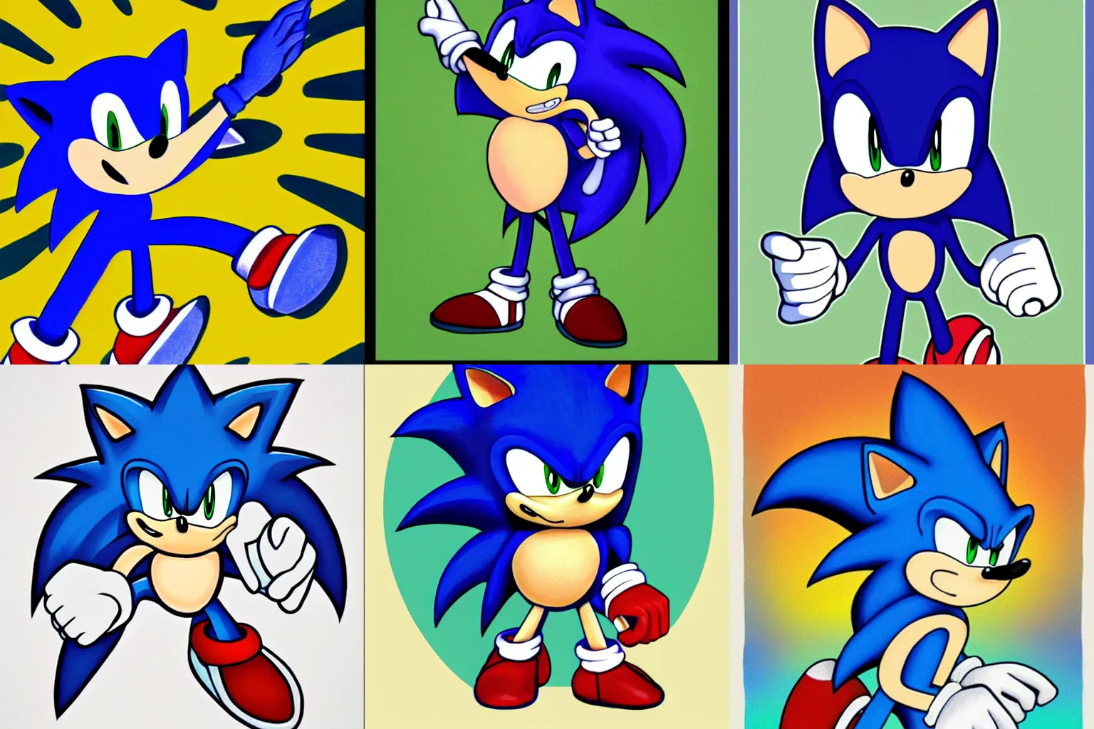 Prompt: beautiful illustration of sonic the hedgehog by laurel burch