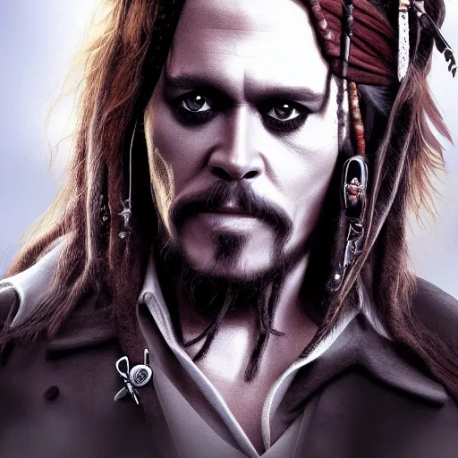 Prompt: Willem Dafoe is Captain Jack Sparrow, hyperdetailed, artstation, cgsociety, 8k