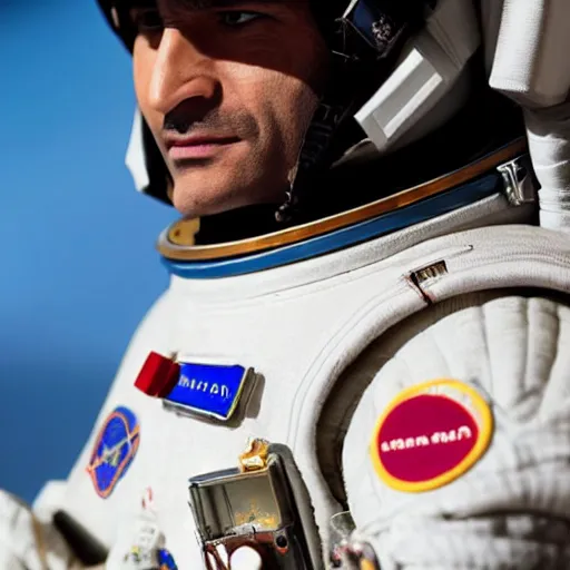 Image similar to close - up of a kurdish astronaut in a movie directed by christopher nolan, movie still frame, promotional image, imax 7 0 mm footage