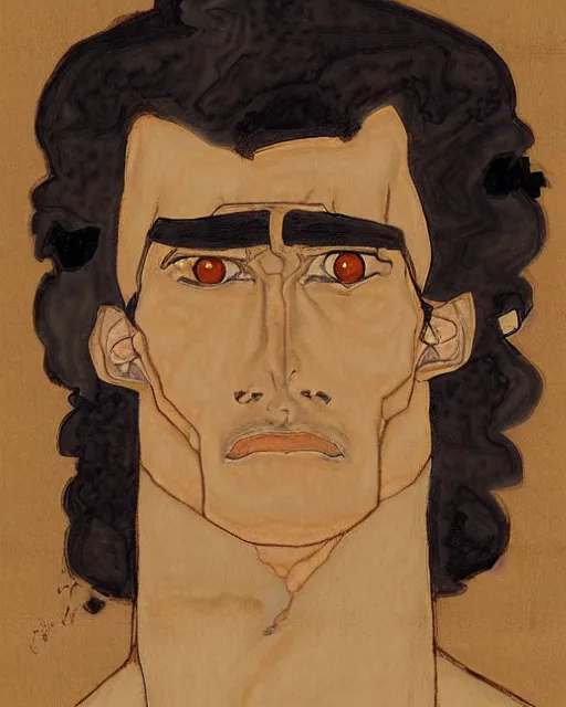 Image similar to portrait of samurai jack by egon schiele in the style of greg rutkowski