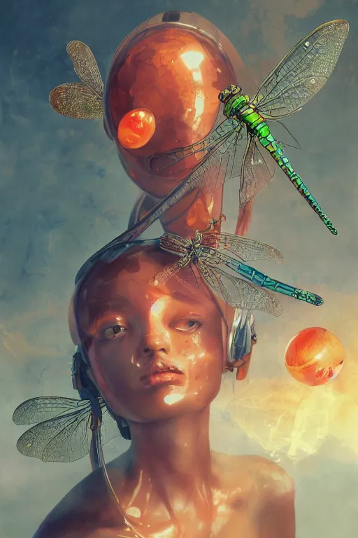 Prompt: surreal gouache painting, by yoshitaka amano, by ruan jia, by Conrad roset, by good smile company, detailed anime 3d render of big transparent amber stone with a magical electric dragonfly inside the amber. amber stone on the Dj mixer portrait, cgsociety, artstation, rococo mechanical and Digital and electronic, dieselpunk atmosphere