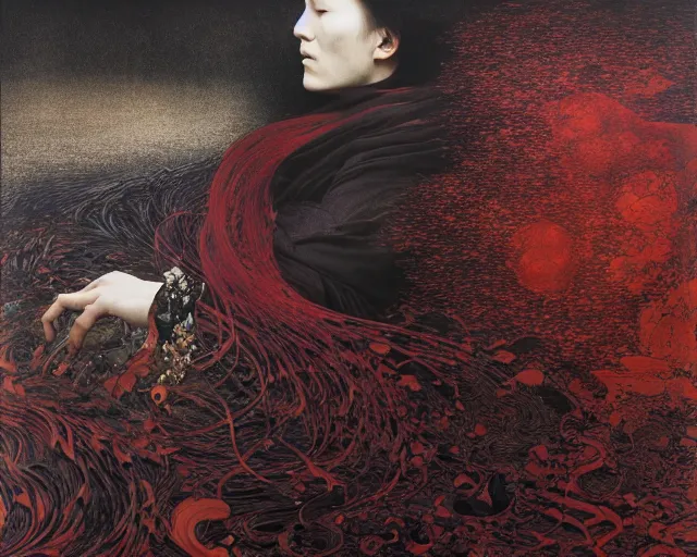 Image similar to eternal eclipse, a brutalist beautifully designed, rich deep colours, painted by francis bacon, yoshitaka amano, sebastiao salgado, julia margaret cameron, adrian ghenie, james jean and petra cortright, part by gerhard richter, part by takato yamamoto. 8 k masterpiece.