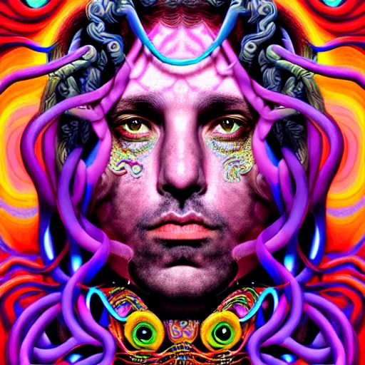 Prompt: an extremely psychedelic portrait of medusa as joe rogan, surreal, lsd, face, detailed, intricate, elegant, lithe, highly detailed, digital painting, artstation, concept art, smooth, sharp focus, illustration