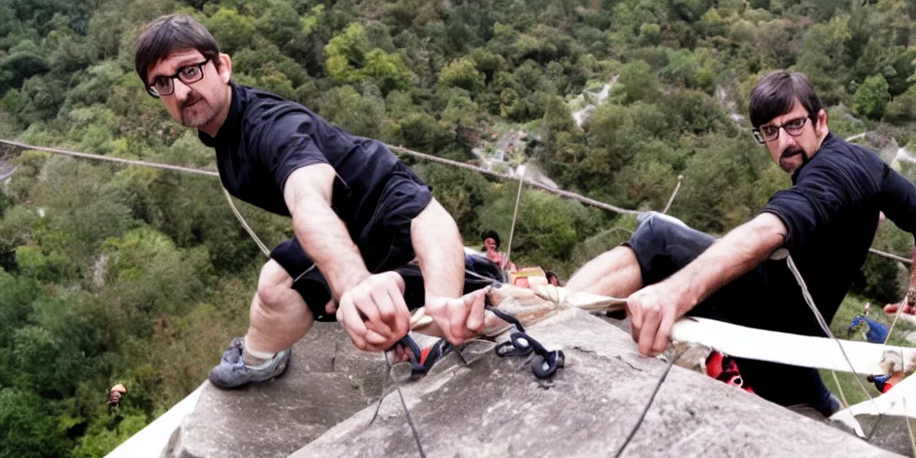 Prompt: Louis Theroux climbing through things, big playground, mike tyson, ufos, tiger king, interview