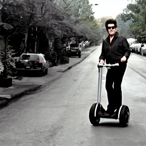 Image similar to elvis riding a segway