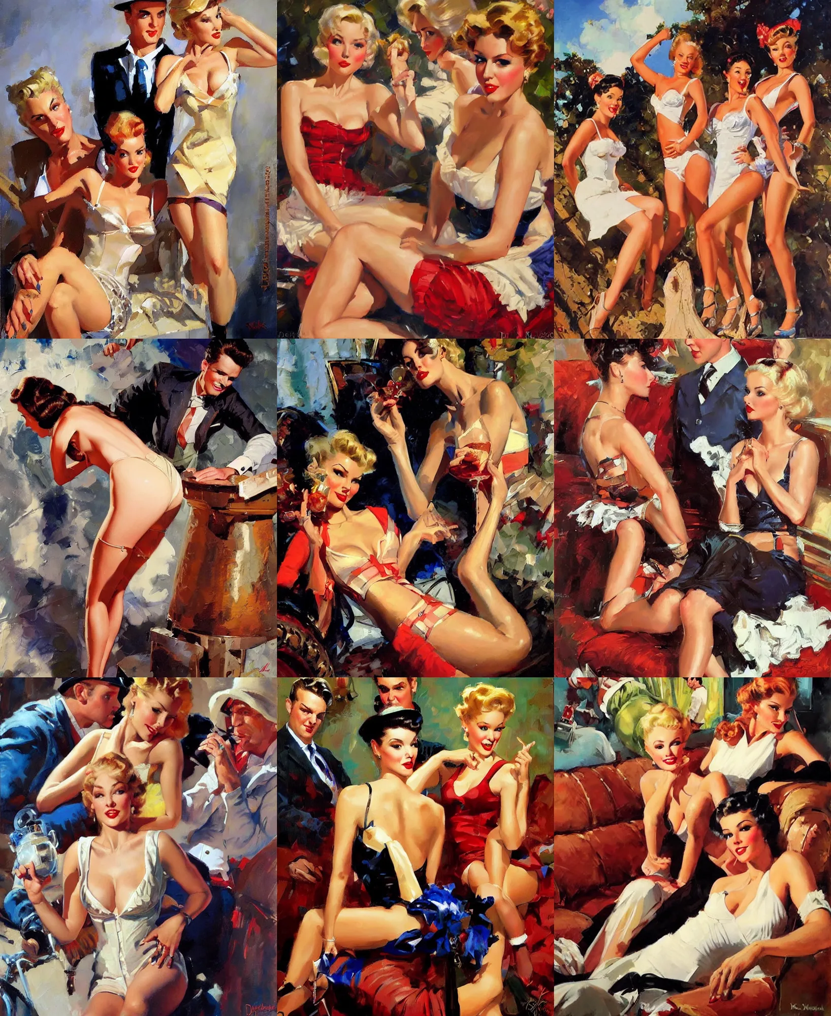 Prompt: painting by Darrel K Sweet. Gil Elvgren. Michael Garmash. Hildebrandt Brothers.