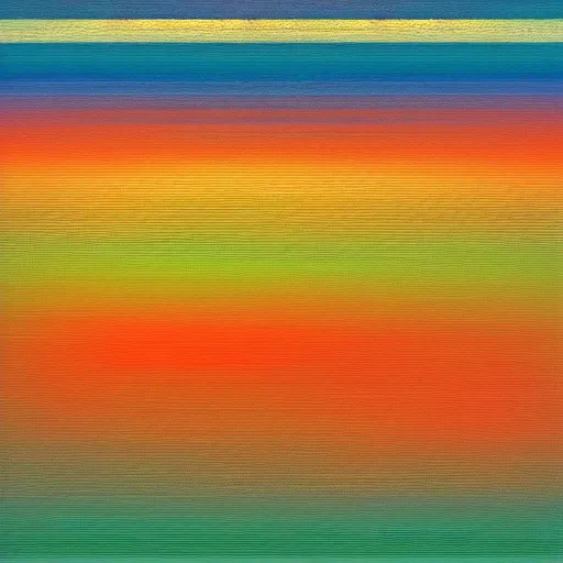 Image similar to In this computer art, the artist has used a simple palette of colors to create a feeling of calm and serenity. The soft hues of blue and green are reminiscent of a cloudy sky, while the orange and yellow suggest the warm glow of the sun. The vertical stripes of color are divided by thin lines of black, which give the impression of deep space. The overall effect is one of peacefulness and balance. Prada, comic strip by Akira Toriyama churning