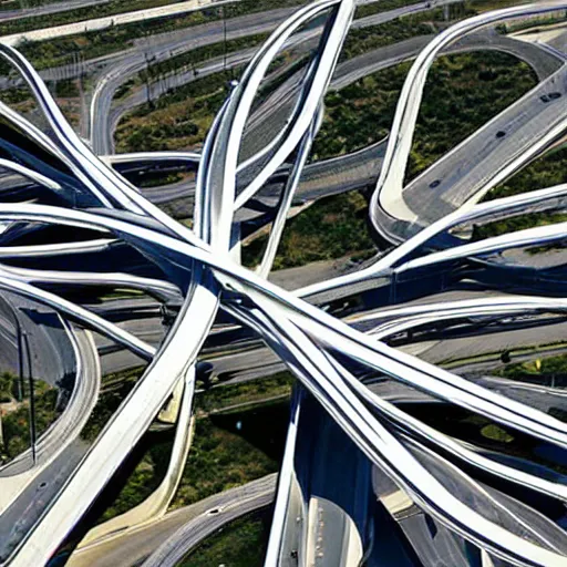 Image similar to a complicated highway interchange designed by Zaha Hadid