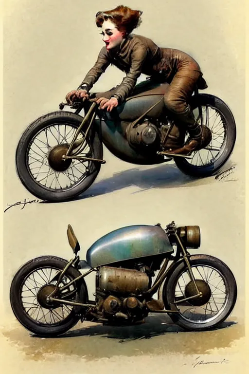 Image similar to (((((1950s racing motorcycle with dustbin fairing . muted colors.))))) by Jean-Baptiste Monge !!!!!!!!!!!!!!!!!!!!!!!!!!!