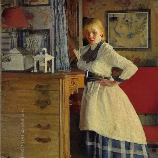 Image similar to modern stylized oil painting by carl larsson