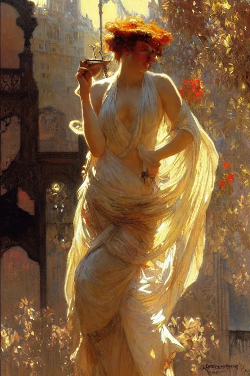 Prompt: attractive woman, florence, painting by gaston bussiere, craig mullins, greg rutkowski, alphonse mucha