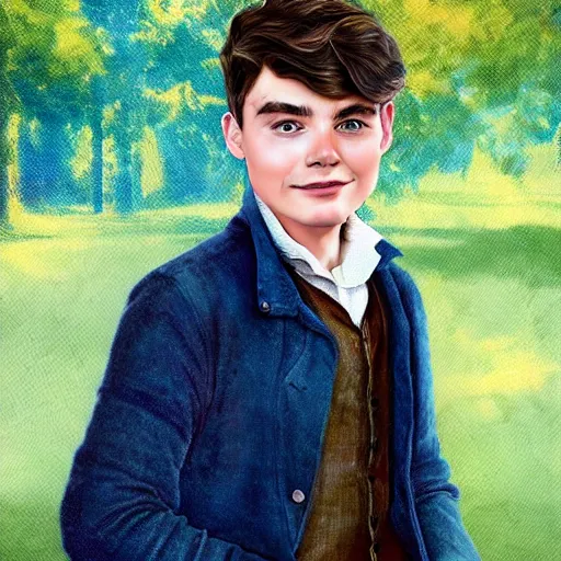 Image similar to Gilbert Blythe from anne with an e as college student, digital art