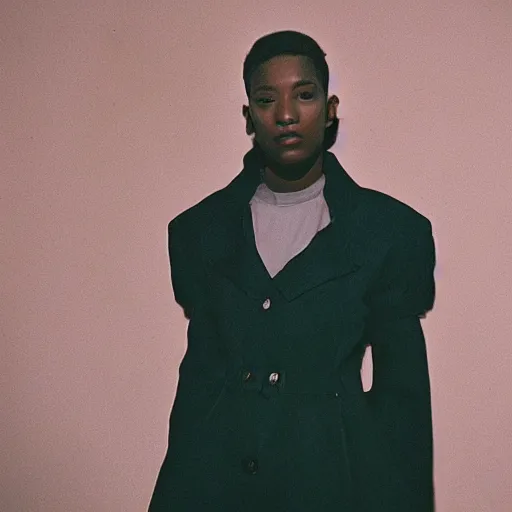 Prompt: realistic photoshooting for a new balenciaga lookbook, color film photography, portrait of a beautiful woman, in style of Tyler Mitchell, 35mm