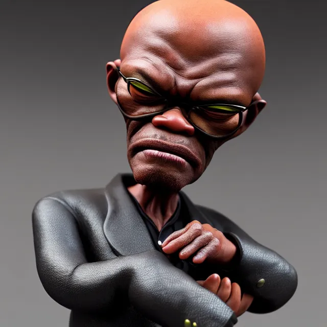 Image similar to bizarre fruit figurine that looks just like samuel l jackson by naoto hattori 8 k, beautiful intricate painting, hyper realistic, octane render