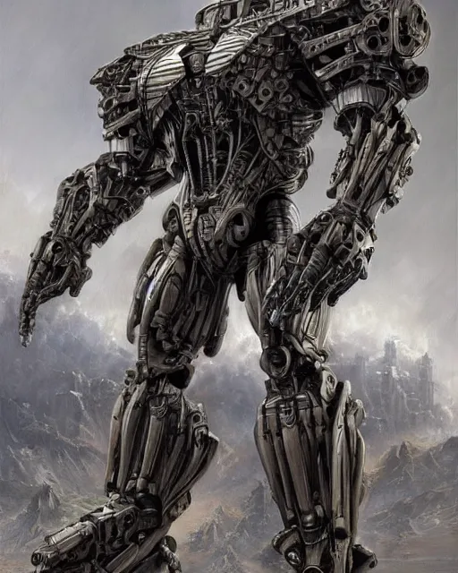 Image similar to megatron by frank franzetta, biomechanical, 4 k, hyper detailed