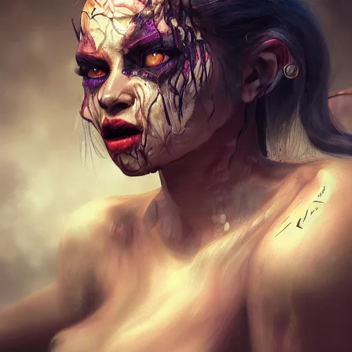 Image similar to horrifying monster, maximalist, high detail, 8k, dark fantasy, realistic, masterpiece, Trending on art station, WLOP