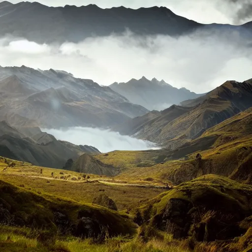 Prompt: Lord of the rings landscape in newzealand high quality