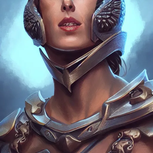 Image similar to greek god of hamburgers, claudia black, art by artgerm and greg rutkowski and magali villeneuve, bronze greek armor, owl crown, d & d, fantasy, intricate, portrait, highly detailed, headshot, digital painting, trending on artstation, concept art, sharp focus, illustration