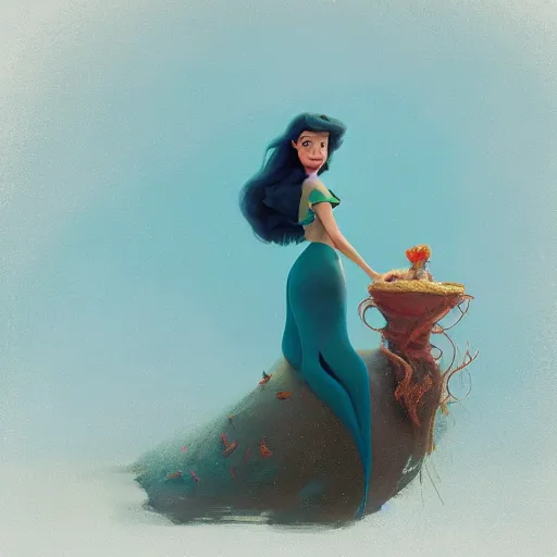 Prompt: Disney's Ariel portrait, artwork by Sergey Kolesov, arstation,