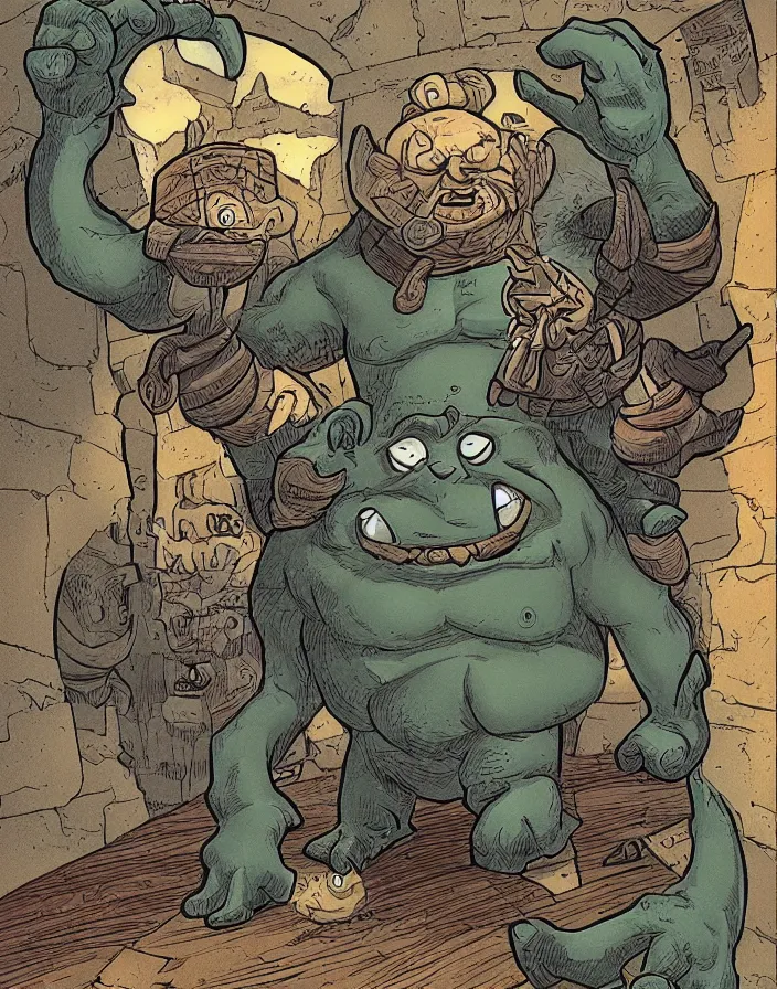 Prompt: cute little ogre, by Tony Diterlizzi