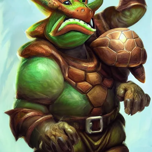 Image similar to bowser from super mario as realistic turtle character art portrait, matte fantasy painting, deviantart artstation, by jason felix by steve argyle by tyler jacobson by peter mohrbacher, cinema c 9. 0