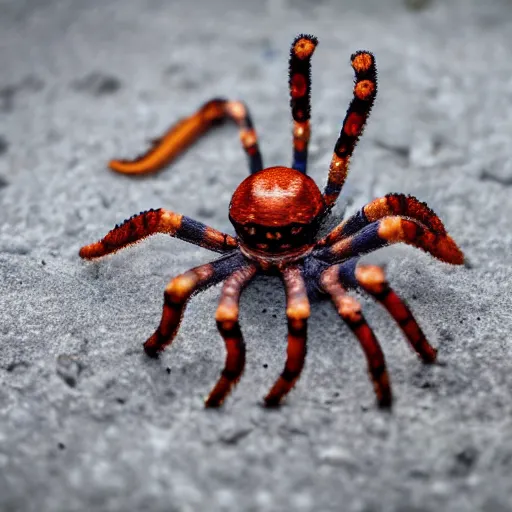 Image similar to a spider mixed with an octopus, hybrid creature, professional photography