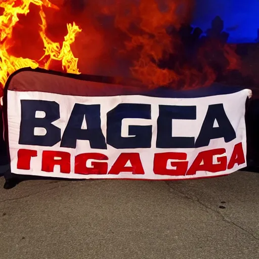 Image similar to burning maga flag,