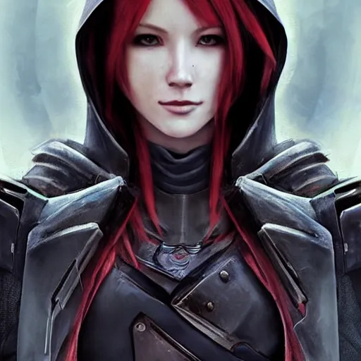 Image similar to lightning farron in destiny hunter armor, wearing a hooded cloak, beautiful face!!!!, 2 7 years old, cg animation, realistic, character select portrait, by artgerm, greg rutkowski, alphonse mucha, 3 d