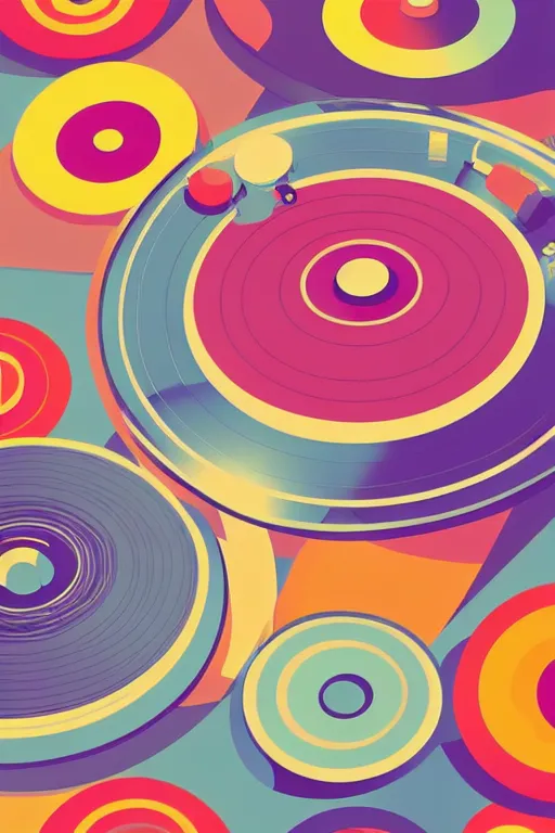 Image similar to minimalist boho style art of a colorful turntable, illustration, vector art