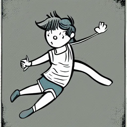 Prompt: vintage illustration style of a boy running