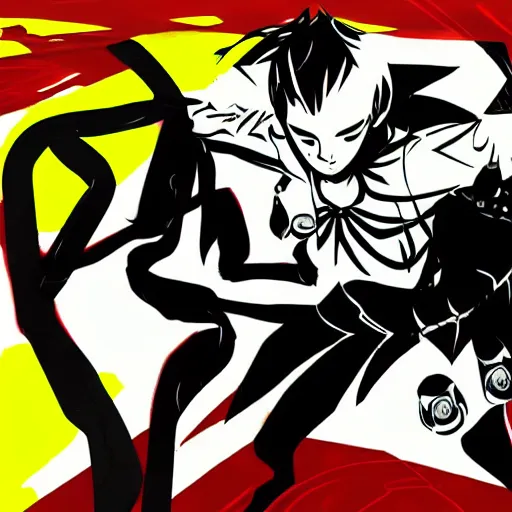 Image similar to eerie floating enemy video game boss style of persona 4