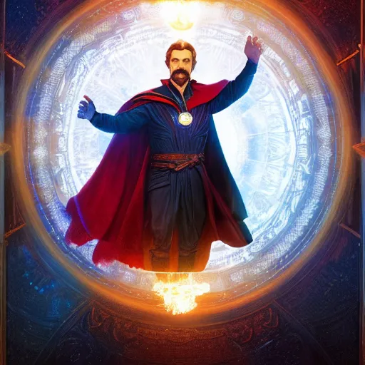 Image similar to joe biden as doctor strange, radiant light, caustics, heroic, bright iridescent light, by gaston bussiere, bayard wu, greg rutkowski, maxim verehin