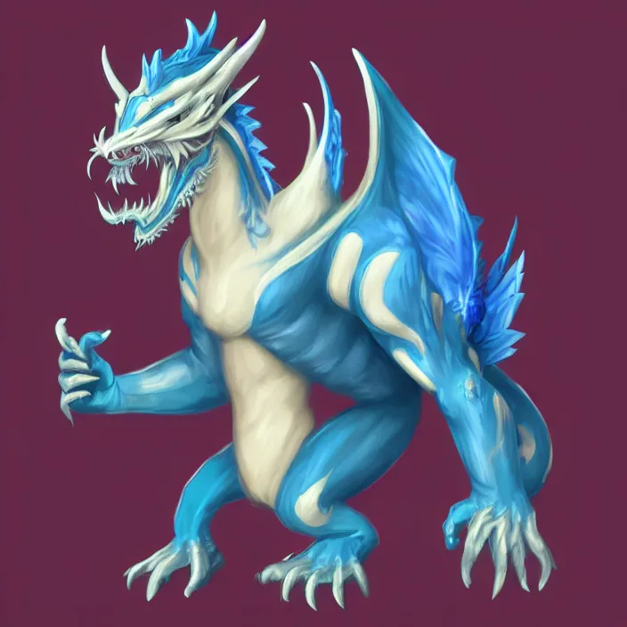 Prompt: a handsome anthropomorphic male blue dragon in a casual outfit, furry art, artstation, 8 k