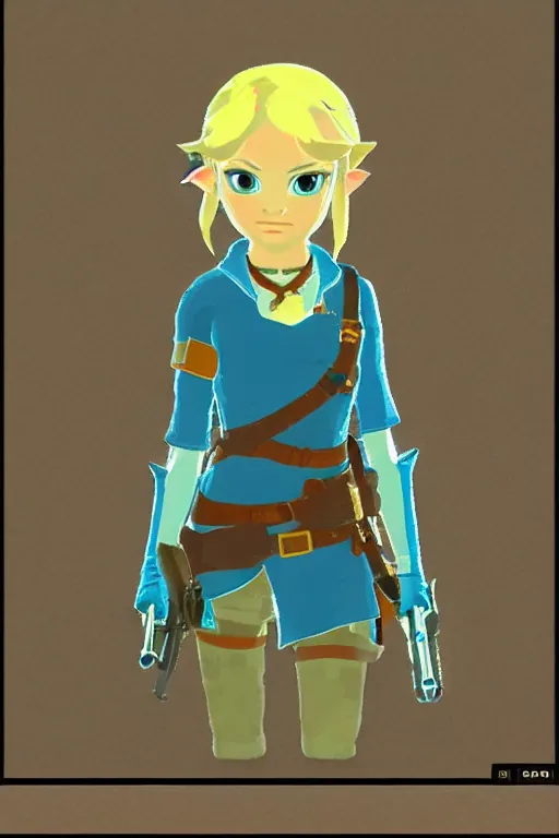 Prompt: an in game portrait of cia from the legend of zelda breath of the wild, breath of the wild art style.