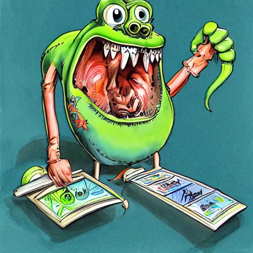 Prompt: ratfink, centered award winning watercolor pen illustration, by ed roth, edited by range murata