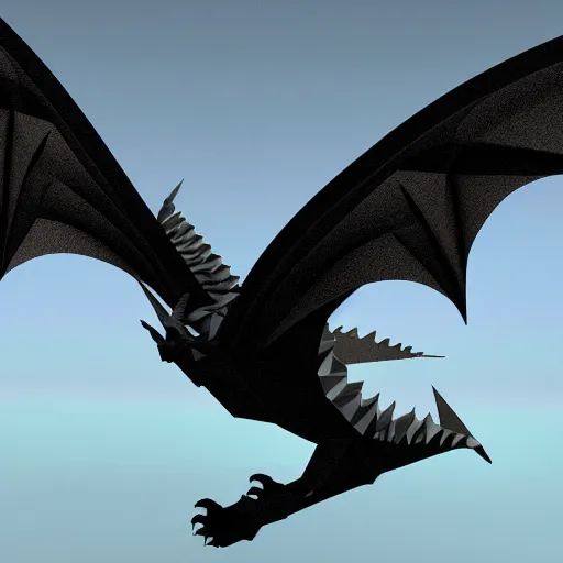 Prompt: low poly dragon, flying