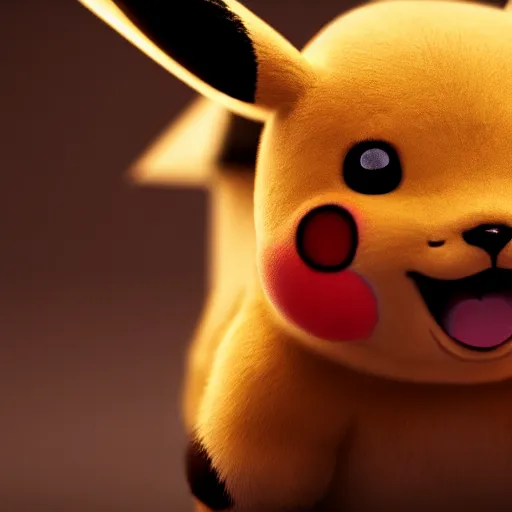 Image similar to photography of a realistic pikachu animal, ultra detailed, 8 k, cinematic lighting, natural background, trending on artstation, pokemon