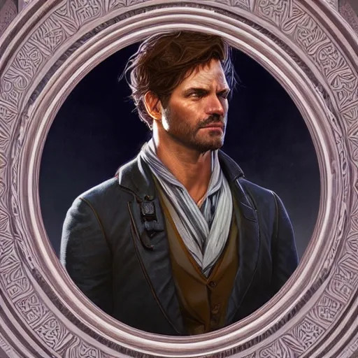 Image similar to symmetry!! a portrait of arthur morgan, intricate, elegant, highly detailed, digital painting, artstation, concept art, smooth, sharp focus, illustration, art by artgerm and greg rutkowski and alphonse mucha, 8 k