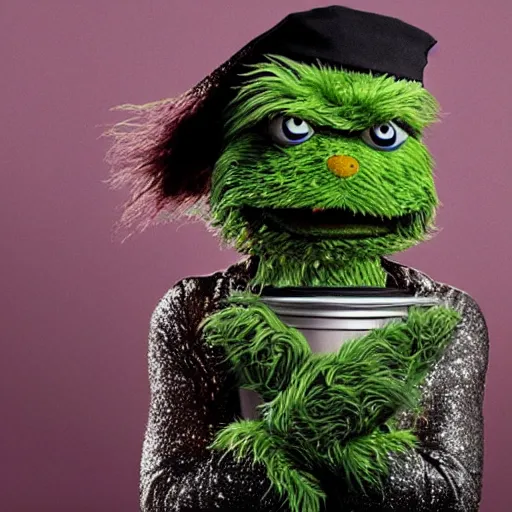 Prompt: stunning award winning hyperrealistic hdr 8 k highly detailed portrait photo of oscar the grouch as a real human