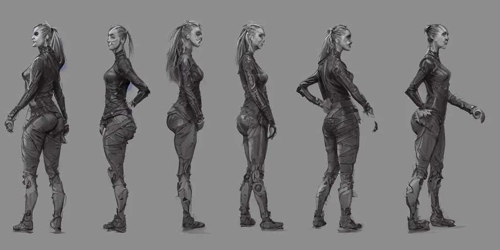 Prompt: tough halston sage running cycle, character sheet, fine details, concept design, contrast, kim jung gi, greg rutkowski, trending on artstation, 8 k, full body, turnaround, front view, back view, ultra wide angle