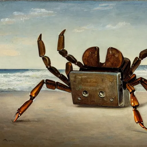 Image similar to A portrait of a mechanical crab on the beach, Henrique Alvim Corrêa, Joan Roig i Soler, ocean, waves, favela