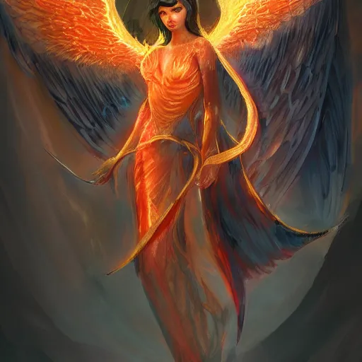 Prompt: angel with wings of fire, Artstation