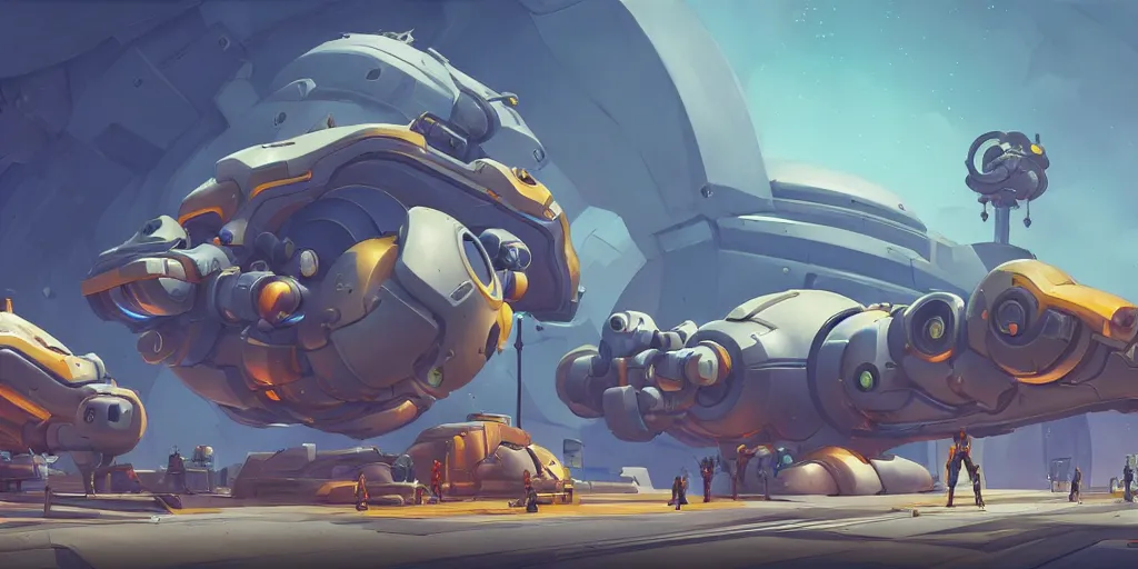 Prompt: overwatch spaceship, stylized, exterior, vehicles, in watercolor gouache detailed paintings, insanely detail, artstation, 8 k, futuristic, big medium small, arcane, simon stalenhag, food stall, interesting shapes & form, golden ratio, vitaly bulgarov