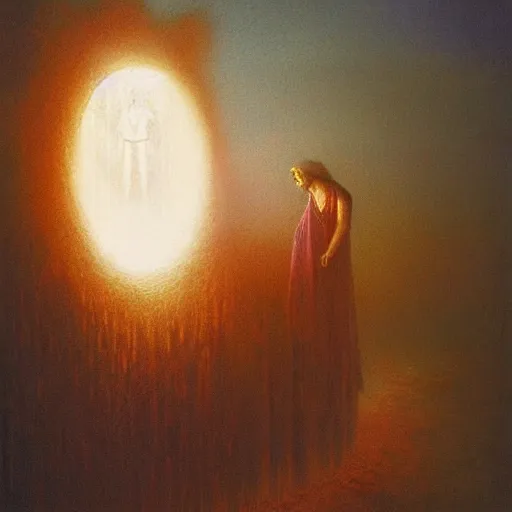 Image similar to Ruby potion, inner light. Concept art. Beksinski