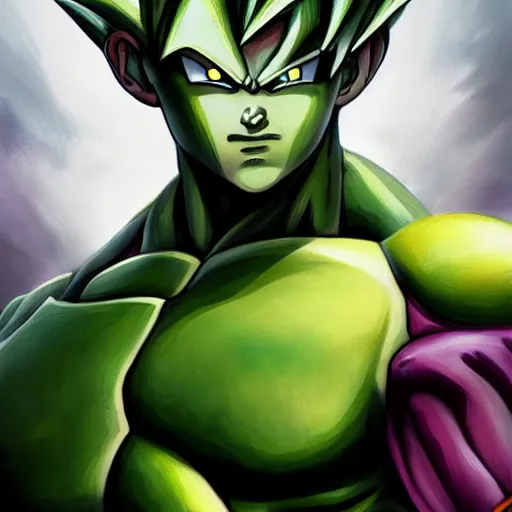 Image similar to Cell from Dragon Ball illustrated by Christophe Young, artstation, digital art