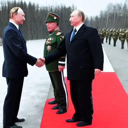 Prompt: Putin shakes hands with Hitler