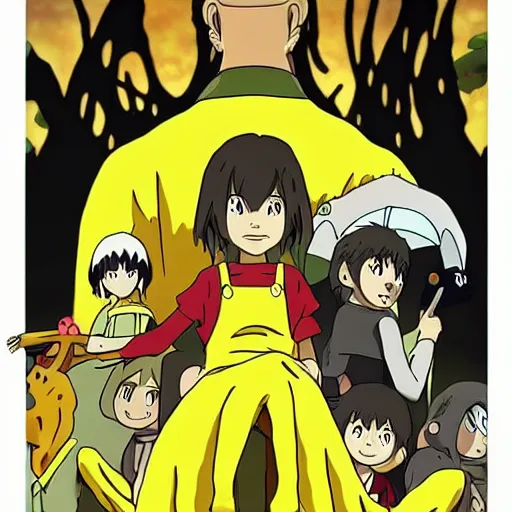 Image similar to the yellow king, ghibli style, anime