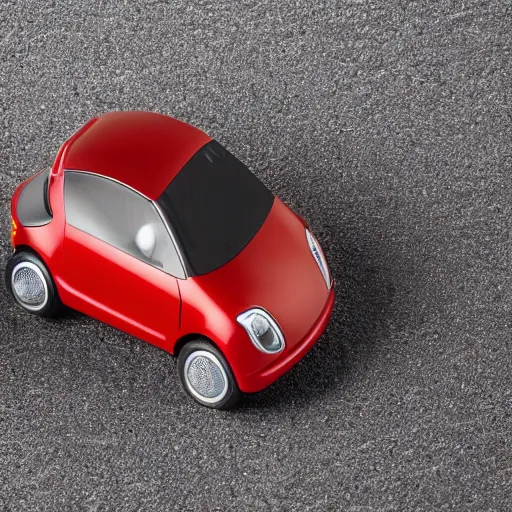 Prompt: the world's smallest car with a finger next to it to show its scale, close up shot.