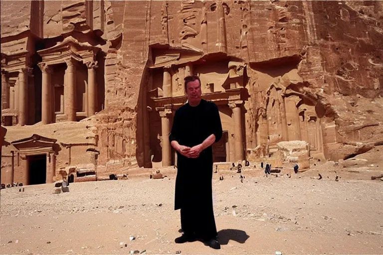 Image similar to “ a still from a 2 0 1 5 christopher nolan film about an evil wizard occupying the ancient city of petra ”